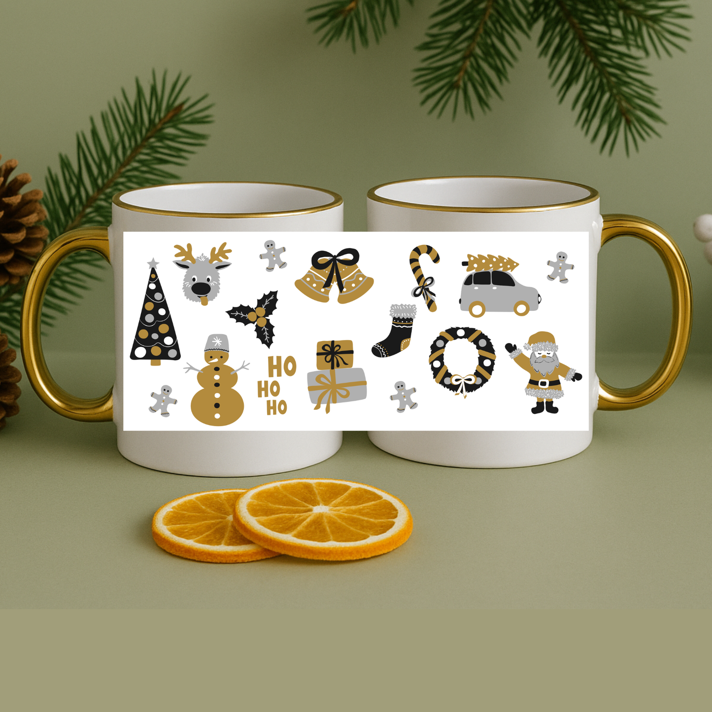 Kerstmok - Zwart met goud