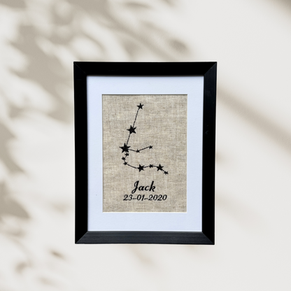 Geboorteherinnering op linnen - Sterrenbeeld