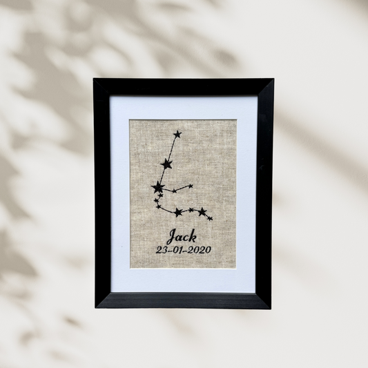 Geboorteherinnering op linnen - Sterrenbeeld