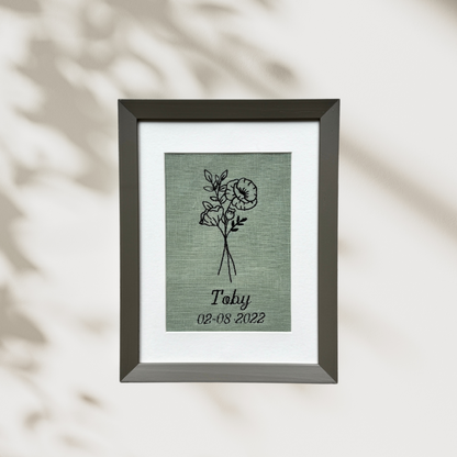 Geboorteherinnering op linnen - Geboortebloem