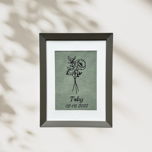 Geboorteherinnering op linnen - Geboortebloem