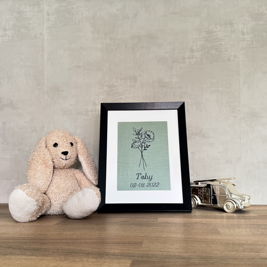 Geboorteherinnering op linnen - Geboortebloem