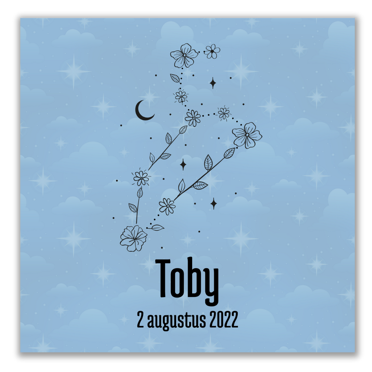 Geboortetegeltje - Sterrenbeeld met bloemen (verschillende kleuren)