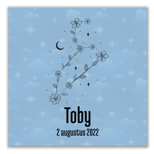 Geboortetegeltje - Sterrenbeeld met bloemen (verschillende kleuren)