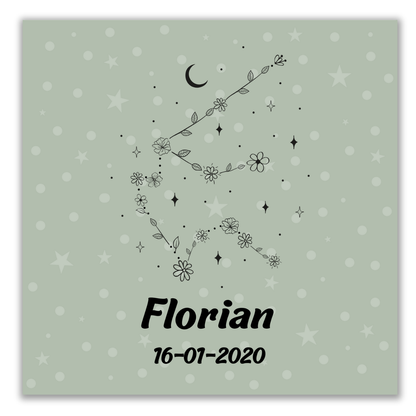 Geboortetegeltje - Sterrenbeeld met bloemen (verschillende kleuren)