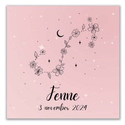 Geboortetegeltje - Sterrenbeeld met bloemen (verschillende kleuren)