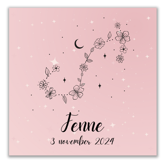 Geboortetegeltje - Sterrenbeeld met bloemen (verschillende kleuren)