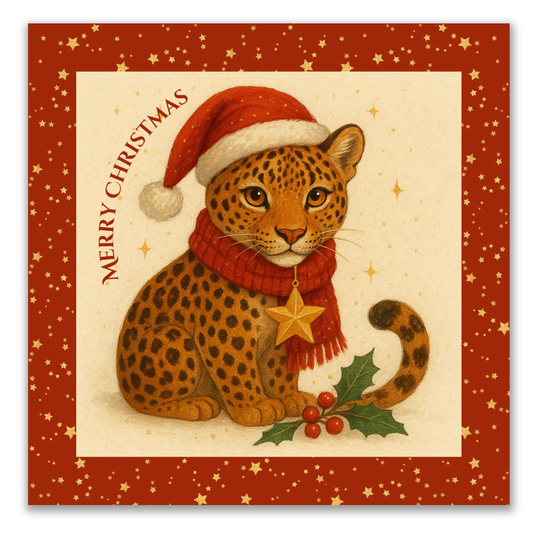Kerstluipaard op een tegeltje - Merry Christmas