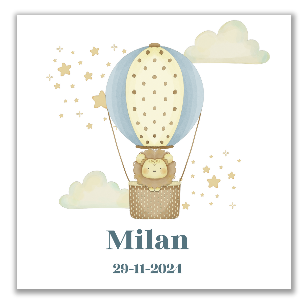 Geboortetegeltje - Luchtballon blauw