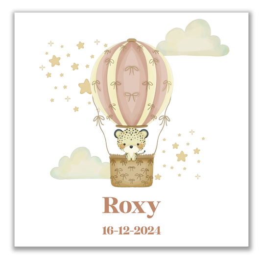 Geboortetegeltje - Luchtballon roze