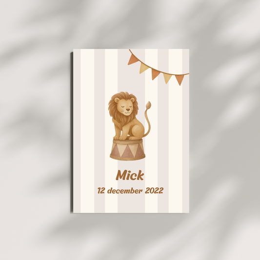 Geboorteposter - Circusleeuw