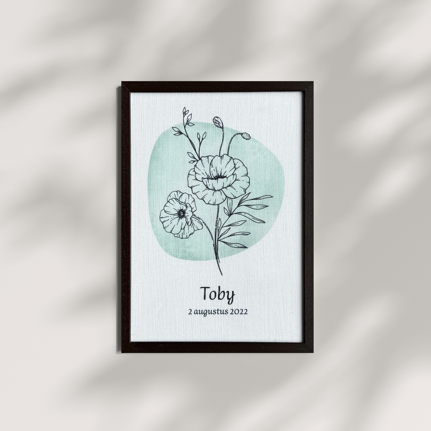 Geboorteposter (Mooi op stof) - Geboortebloem (verschillende kleuren)