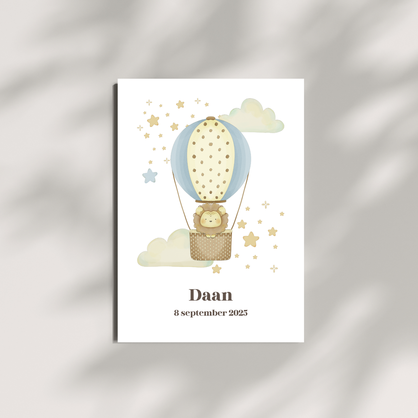 Geboorteposter - Luchtballon blauw