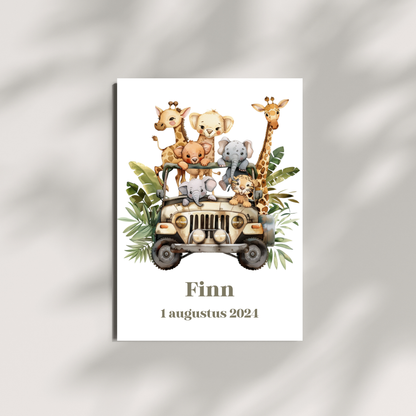 Geboorteposter - Safaridieren
