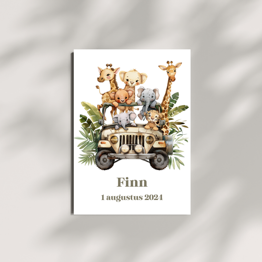 Geboorteposter - Safaridieren